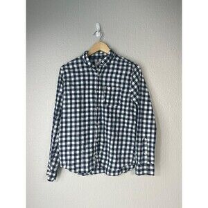 Abercrombie and Fitch Boys Size 15 16 navy  white gingham button Up classroom 44